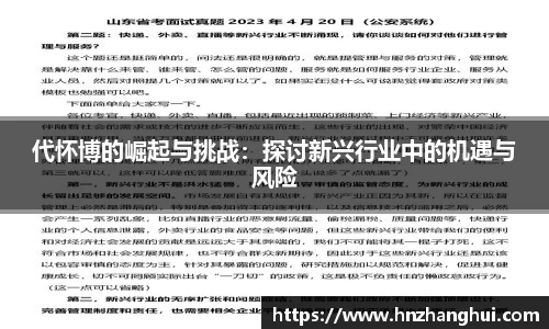 代怀博的崛起与挑战：探讨新兴行业中的机遇与风险